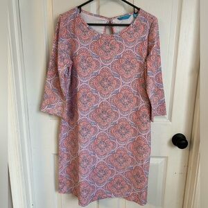Tori Richard Womens Charmed Life Genevie Dress Coral Medium Tradewind Technology